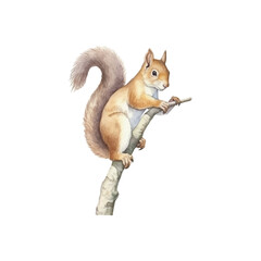 watercolor a squirrel climb a tree vector illustration, white background © Bakhtiar Studio
