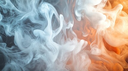 White and Orange Smoke Swirls Abstract Background
