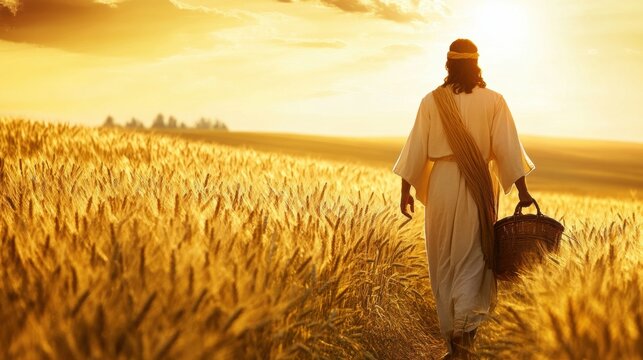 Jesus_walking_through_a_wheat_field in autumn