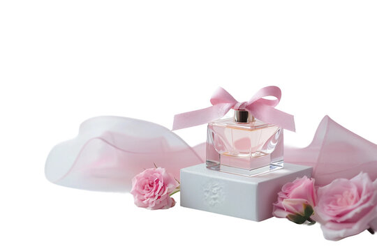 Beautiful perfume gift box with intricate detailing and a chic presentation isolated on transparent background
