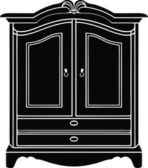 A Almari Silhouette Vector Illustration