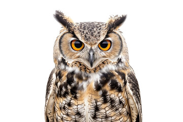 Obraz premium Stunning owl with a well-defined silhouette and vibrant coloration isolated on transparent background