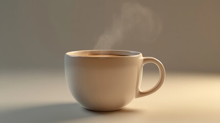 White mug with steaming hot coffee.