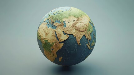 A 3D rendering of the Earth, showing the continents and oceans.