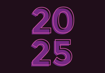 Happy New Year 2025 Purple Realistic Decoration Design Abstract Illustration Vector