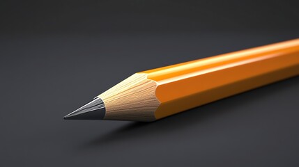 Close up of a yellow pencil on a grey background.