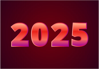 Happy New Year 2025 Red Typography Elegant Design Abstract Illustration Vector