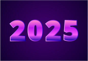 Happy New Year 2025 Purple Typography Elegant Design Abstract Illustration Vector