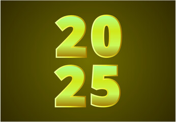 Happy New Year 2025 Yellow Typography Elegant Design Abstract Illustration Vector