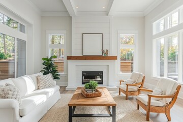 Fototapeta premium Modern Luxury Living Room Interior with Elegant Decor and Stylish Furniture