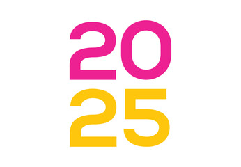 Happy New Year 2025 Typography Pink And Yellow Design Abstract Illustration Vector