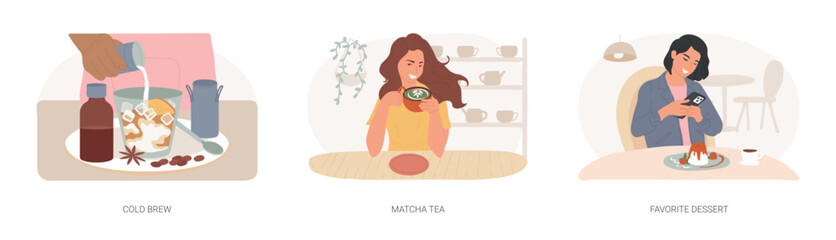 In a coffee shop isolated cartoon vector illustrations se