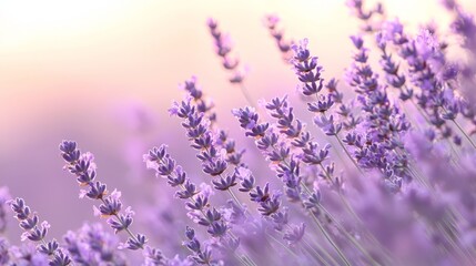  A tight shot of lavender blooms with a soft, indistinct backdrop of more flowers