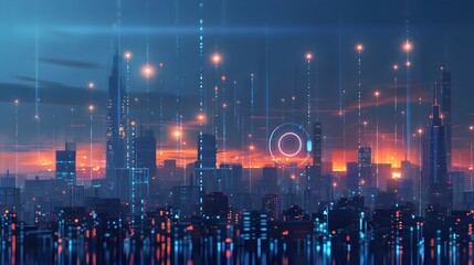Fototapeta premium Smart City Monitoring Environmental Conditions with Interconnected Sensors Providing Actionable Insights