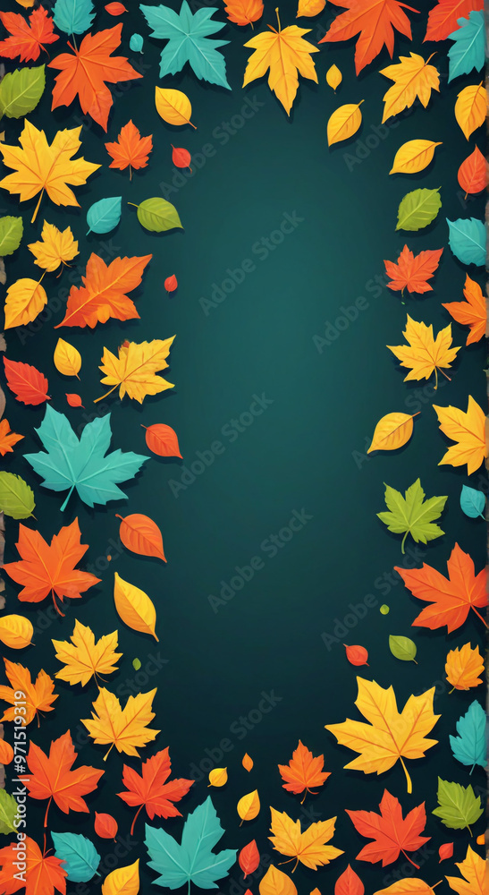 Sticker autumn leaves background