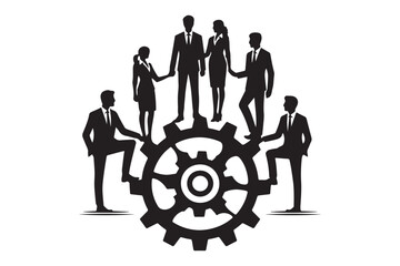 Teamwork silhouette vector illustrations