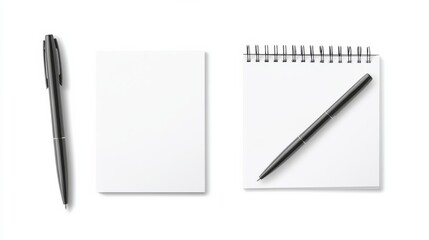 Blank Notebook with Pen and Paper Mockup, Notebook, Mockup, Stationary