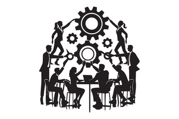 Teamwork silhouette vector illustrations