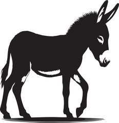 Obraz premium black donkey silhouette vector illustration on white background.genaretive ai