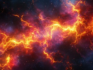 Naklejka premium Orange Red Nebula Background Stars