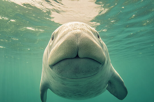 Dugong swimming in water