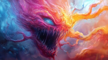  A tight shot of a dragON's fiery maw, emitting copious amounts of flame and billowing smoke