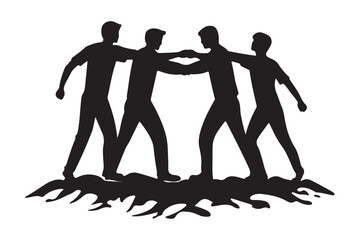 Teamwork silhouette vector illustrations