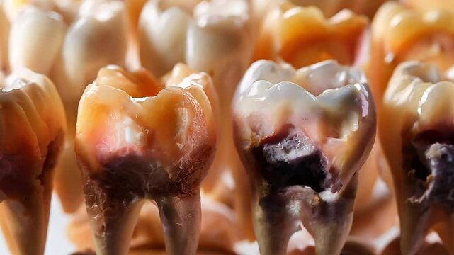 Frontal teeth with tooth decay, Tooth decay, broken teeth, oral health Poor dental health. Oral health problems	