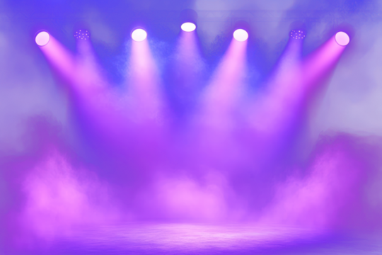 PNG Stage with purple spotlights concert lighting entertainment.