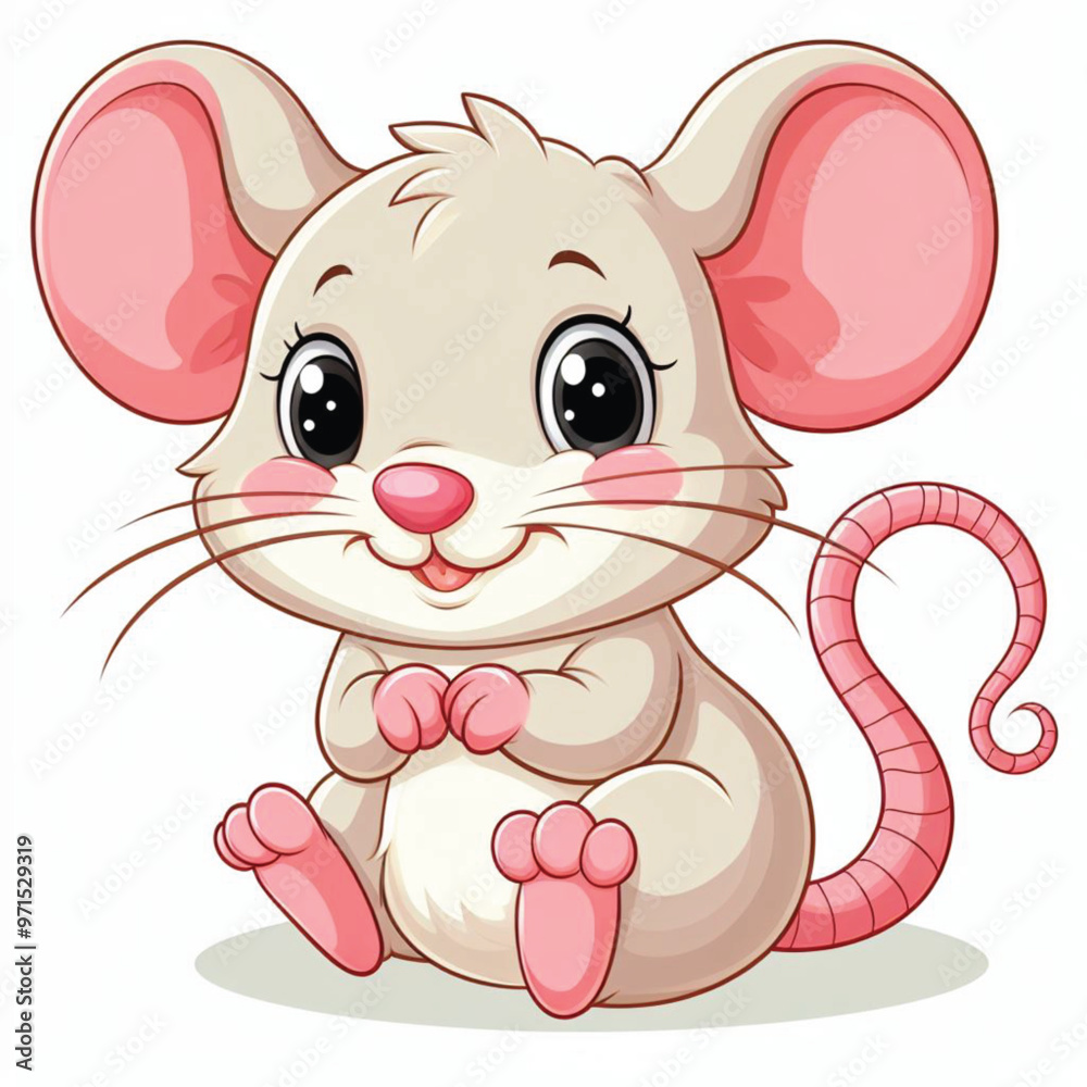 Sticker Cute Mouse Vector Cartoon illustration