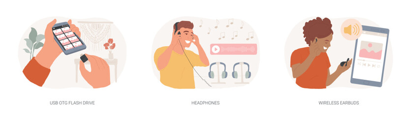 Gadgets and accessories isolated cartoon vector illustrations se