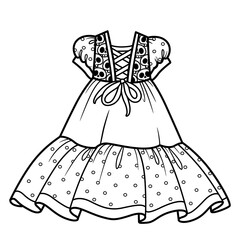 Fototapeta premium Elegant dress for a witch costume with a laced corset with skull ornaments outlined