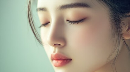 Fototapeta premium Close-up Portrait of a Woman with Eyes Closed