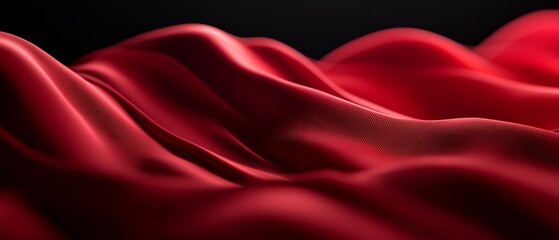 Obraz premium A red fabric, tightly framed against a black backdrop, superimposed with a softly blurred red cloth overlay