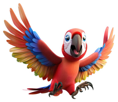PNG Colorful animated parrot illustration