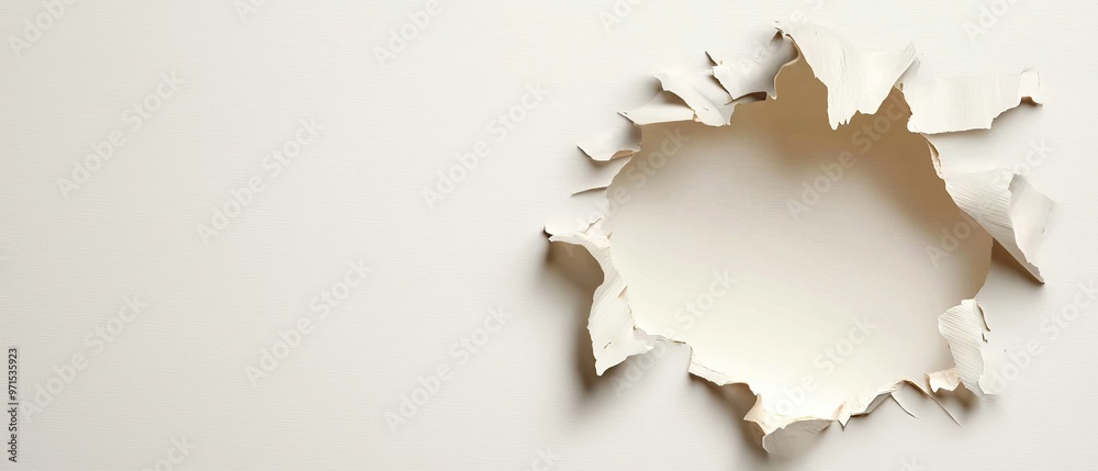 Sticker a white wall featuring a central hole