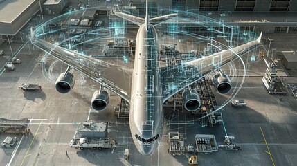 Advanced technology enhances aircraft operations at a bustling airport during daylight hours