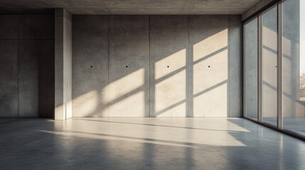 Empty room, concrete walls, minimalist style generative ai