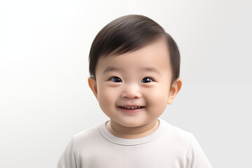 Asian baby on white background. Birth related themes. Childbirth. Asian country. Asian baby. Chinese baby. Japan baby. Image for graphic designer. Image for flyers.