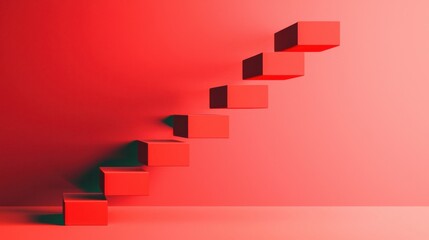 A staircase leading upwards, each step transforming from a single block into multiple interconnected blocks, representing growth and scalability in systems