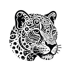 Obraz premium Jaguar in bohemian black and white silhouette illustration