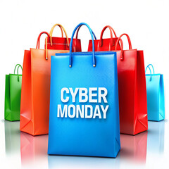 Cyber Monday, online shopping, e-commerce, digital shopping, discounts, sales, shopping bags, AI Generation