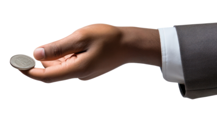 PNG Businessman's hand tossing a coin.