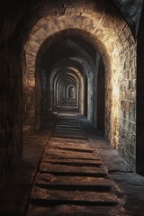 Dark tunnel with stairs