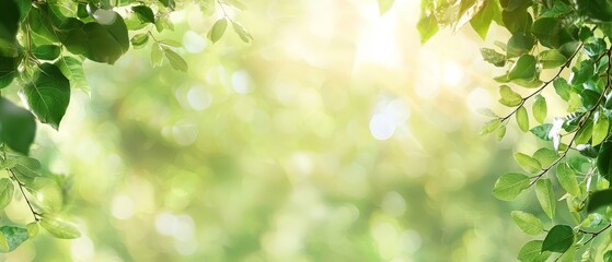 Obraz premium a green tree with sunlit leaves illuminating its branching foliage