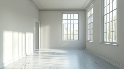 Obraz premium Empty room, corner view, white color, generative ai