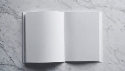 white book lying on white marble table mockup, ai generated, ai