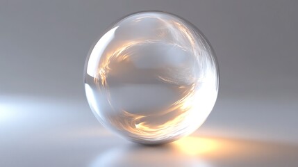 A shiny, glass sphere with light refracting through it.