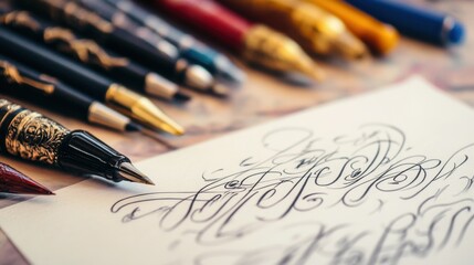 Elegant Calligraphy Tools and Flourished Writing