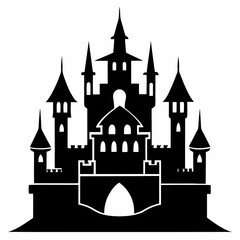 Castle black silhouette vector,Castle vector illustration